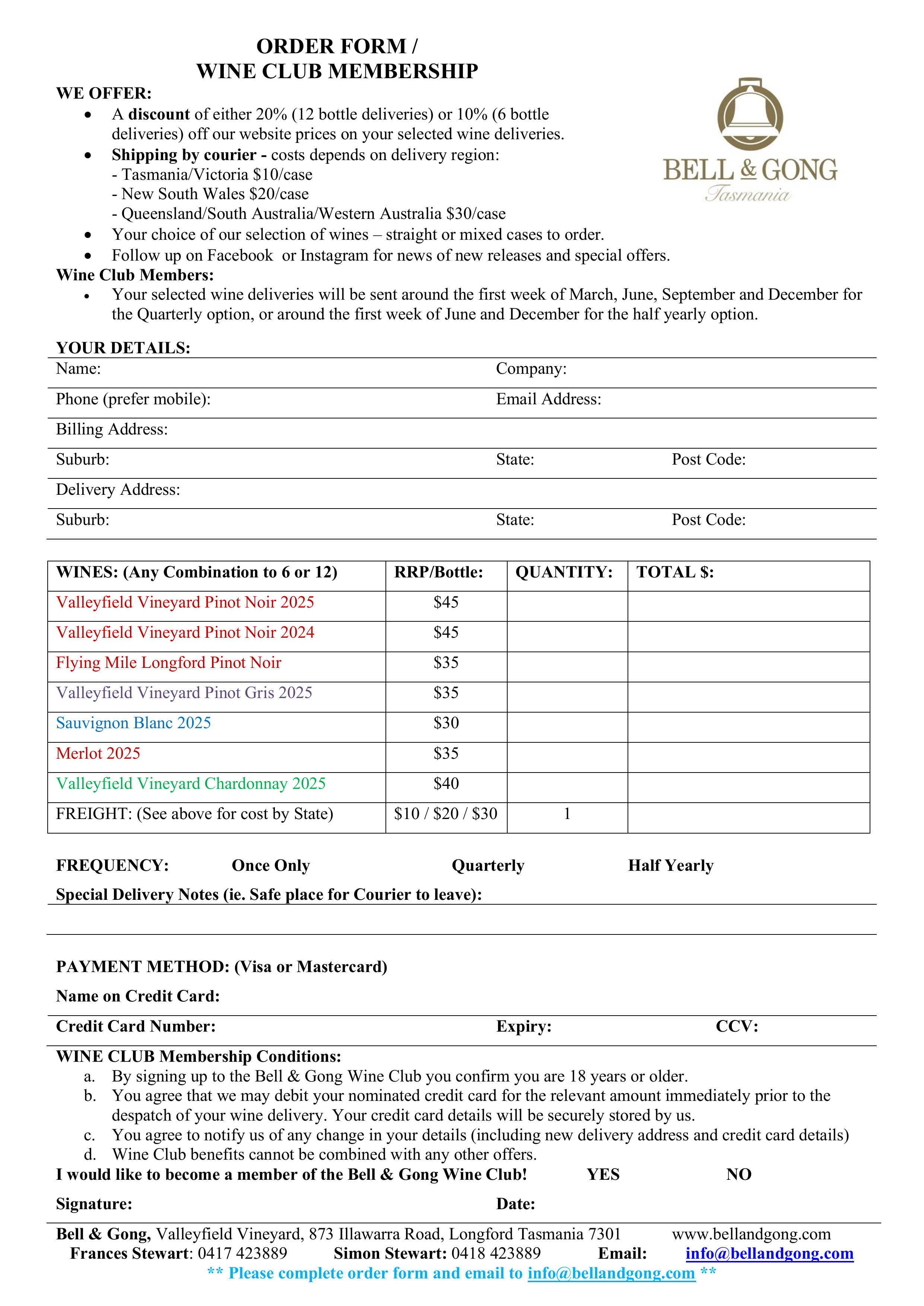 Wine Order Form